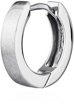 NKlaus Silber Einzel 925er Sterlingsilber Klappcreole matt glänzend 13mm anlaufgeschützt 4786