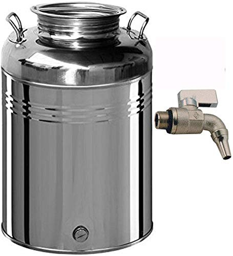 Belvivere Contenitore bidone Fusto Olio Inox 18/10 Rubinetto salvagoccia Made Italy (50 Litri)