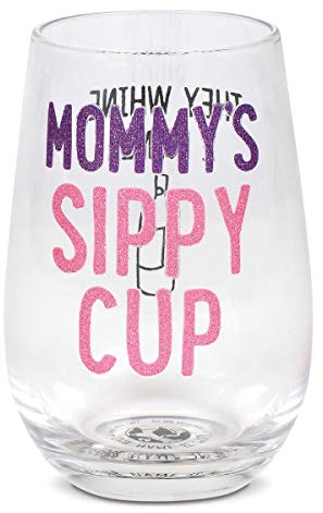 ENESCO Our Name is Mud Mommy's Sippy Cup Copa de Vino sin Tallo, Vidrio, Transparente