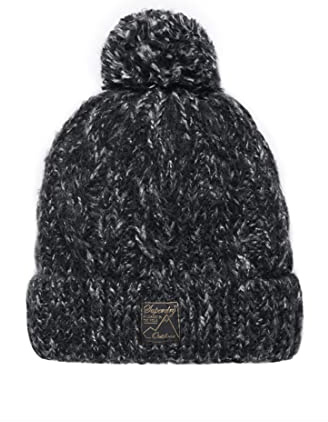 Superdry Damen Tweed Beaniemütze mit Zopfmuster