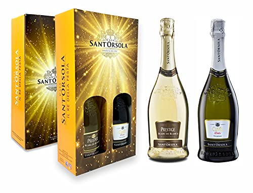 Casa Sant'Orsola - Set Vino Cuvèe Prestige Blanc de Blancs e Vino Dolce, da Prestigiosa Uva Bianca Italiana, Gusto Dolce con Note Fruttate e Aromatiche, 2x750 ml