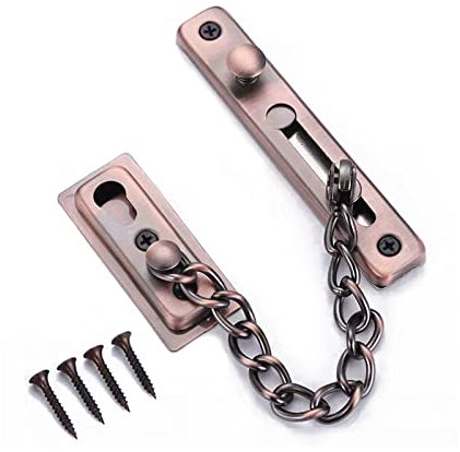 Door Chain Lock Door Restrictor Stainless Steel Bedroom Door Lock Security Chain Lock for Front Door（Non Punching Installation）