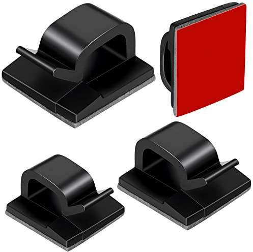 Maitys 60 Pezzi Clip Fermacavi per Esterni con Nastri Adesivi Clip per Luci da Parete Decorativi Ganci Autoadesivi per Organizer per Filo per Luce delle Fate(Nero)