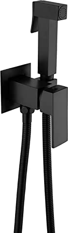 Yalsfowe Hand-Bidet-Sprühgerät, Messing-Bidet-Mischbatterie für Toilette, Badezimmer-Bidet-Kit, Bidet-Handbrause, Bidet-Wasserhahn mit 1,5 m Schlauch,Matte black