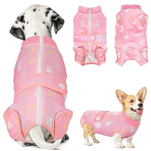 SlowTon Dog Surgery Recovery Suit Onesie Protect Wound for Female Male Dog | Anti-Licking,Surgical Bodysuit with Zipper,Abdominal Wounds Protector,Neuter for Post-Op Care,Professional Collar Alternative