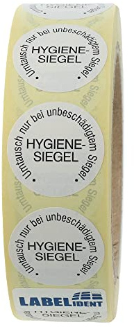 Labelident Siegeletiketten Ø 30 mm - Hygienesiegel - 1.000 Papier Sicherheitssiegel als Verschlussetiketten auf Rolle