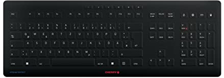 CHERRY STREAM PROTECT KEYBOARD WIRELESS, Kabellose Tastatur mit Abnehmbarem Silikon-Tastaturschutz, Deutsches Layout (QWERTZ), Flach, Desinfizierbar, Schwarz