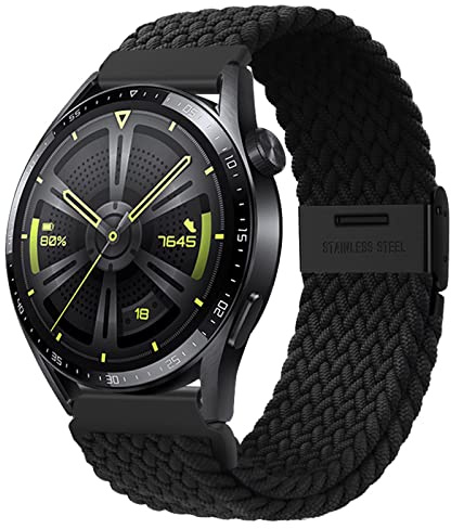 AidorMax Nylon Elastische Uhrenarmbänder Schnellspanner-Armband 20mm, Ersatzarmbänder mit Verstellbarer Rutschfester Schnalle für Smartwatches und Armbanduhren Herren Damen (20mm, Schwarz)