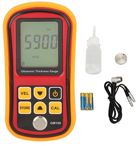 Fyearfly Spessimetro Digitale, Misuratore di Spessore Ad Ultrasuoni Multiuso 4 Cifre Display Digitale LCD Misuratore di Spessore Elettrico Tester 5MHz GM100