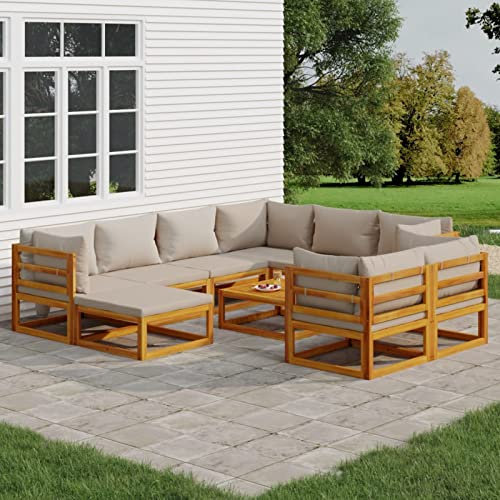 Tidyard 10-TLG. Gartenlounge Set, Balkon Lounge Sofa, Gartensofa Lounge, Terrassensofa, Loungesofa Outdoor, Loungemöbel Garten Holz, Gartenmöbel für Draußen, Massivholz