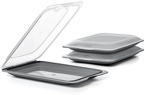 TATAY Porta Affettati per Frigorifero Fresh | Set di 3 Standard | Contenitori per Alimenti, Impilabili | Adatti a Microonde, Congelatore e Lavastoviglie | Senza BPA, 17x3,2x25,2cm, Colore Grigio