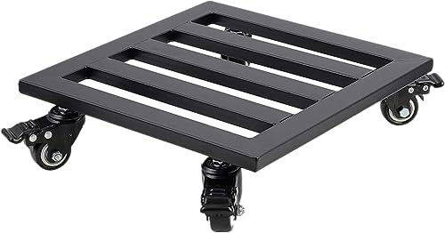 MEETOZ Piedini in metallo per vasi da fiori da 30,5 cm, resistenti, quadrati, con ruote girevoli, per interni ed esterni, grandi vasi da fiori con supporto su rotelle, vassoio sottobicchiere, nero