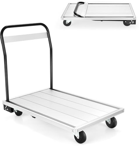 GiantexUK 350KG Folding Platform Trolley, Heavy Duty Sack Dolly Hand Truck with TPR Wheels & Handle, Utility Flatbed Cart for Home Office Supermarket Warehouse Moving | Utility Flatbed Cart with TPR Wheels & Handle for Home Office Supermarket Warehouse Moving