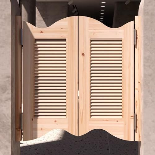 JAYWIS Schwingtür Schwingtüren aus Unlackiertem Holz, Cowboy-Tür im Western-Stil mit Metallscharnieren, Saloon-Tür mit Lamellen für Emporium/Garten/Öffentliche Toilette/Balkon (Color : B, Size : WxH