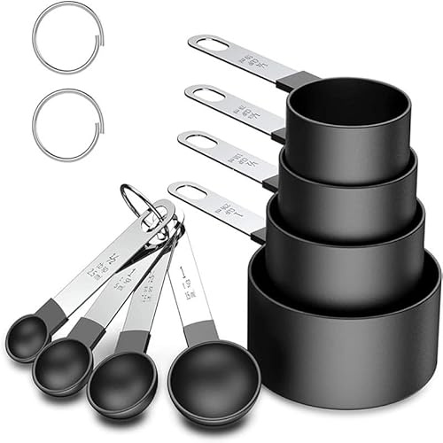 8 Pcs Measuring Tools - Measuring Cups and Spoon Set, 4 Measuring Cups / 4 Measuring Spoons with Stainless Steel Handle for Liquids and Solids