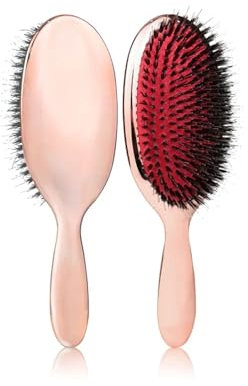 POLICK Luxuriöse Gold- und Silberfarbe, Wildschweinborsten, Paddel-Haarbürste, ovale Haarbürste, antistatischer Haarkamm, Friseur-Massagekamm (Size : Rosegold)