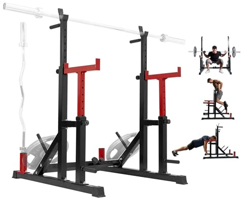 Yes4All Adjustable Squat Rack, 690 LBS Multifunctional Barbell Stand for Home Gym, Weight Lifting, Portable Bench Press Rack