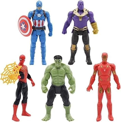 MAAK 5PCS Superheroes Cake Topper, Superhero Figures Decorations Cupcake For Hulk Iron Man Thanos Captain America Superman Batman Action Figures Gift Children's Toys