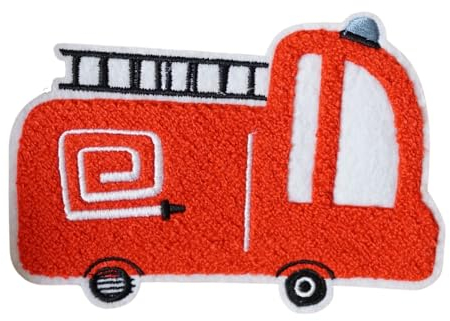 Chenille Patch Feuerwehr - Aufbügler, Aufnäher, Bügelbilder, Patches für Kinderkleidung, Flicken, Applikation, Tatütata, Feuerwehrauto, Fahrzeug