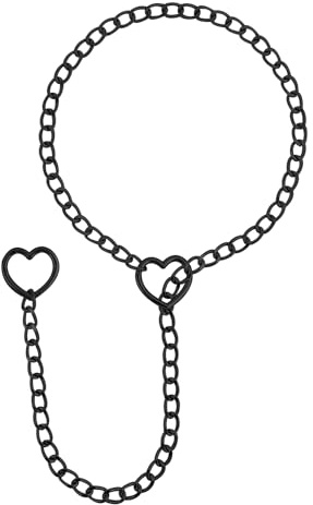 JJDreams Punk Halsband Gothic PU Leder Halsreif mit Kette Herz Anhänger elegant Choker Kragen schwarz Damen