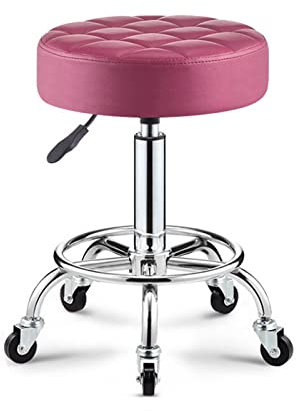 Drehhocker mit Rollen, rund, PU-Leder, Rollhocker, höhenverstellbar, Arbeitsstuhl, Büro-Schreibtischhocker für Spa, Salon, Tattoo, Arbeit, Mokka (Kaffee)