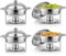 Wilprep 4 PCS Calentadores de Comida para Buffet de Acero Inoxidable Redondo 5L Calentador de Buffet con Bandeja de Calefacción, Tapas Chafing Dish para Restaurantes, Catering, Fiestas, Bodas, Picnics