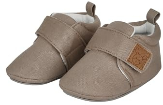 Sterntaler Baby Krabbelschuhe uni – Unisex Babyschuhe aus Canvas mit Jerseyfutter – Knöchelhohe Baby Schuhe mit rutschfester Sternensohle – Krabbelschuhe aus Baumwolle – Größe 18, Farbe graubeige