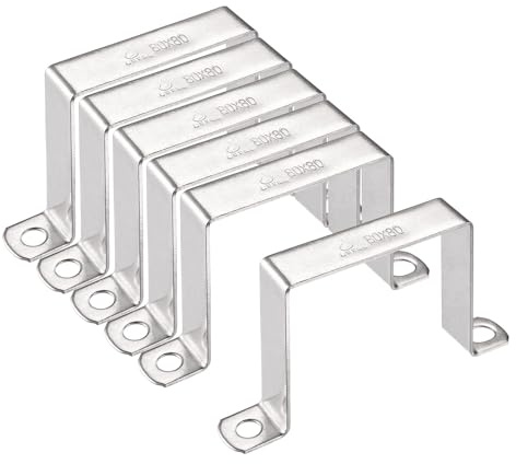 TA-VIGOR Set mit 6 U-förmigen Halterungen, 80mm x 80mm aus Edelstahl, Halterung für Edelstahlrohr, robuste Rohrleitungsschellen für Türverschlussstange, Rohrbefestigung und