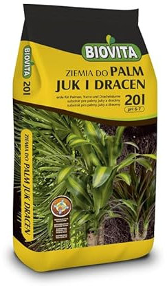 BIOVITA Blumenerde, Erde für Palmen, Yuccas & Drachenbäume 20L – Nährstoffreiche Pflanzenerde für kräftiges Wachst