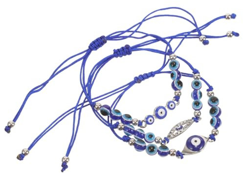 3pcs Blue Evil Eye Bracelets - Beaded Protection Jewelry for Women, Party Accessories, Unique Charm Set