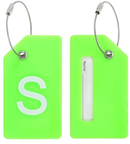 PATIKIL 2 Stück Kofferanhänger Flugreise Koffer Namensanhänger Tags mit Namensschild Adressschild Datenschutz Silkon Gepäckanhänger für Kreuzfahrten Reisetasche, Grün Buchstabe S