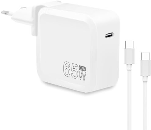 Chargeur USB C GaN 65W Chargeur Rapide de Type C avec câble USB C 2M Compatible avec MacBook Charger, Pro/Air, Samsung Galaxy, iPad P ro, i-Phone 16 Pro/Max et Plus Encore