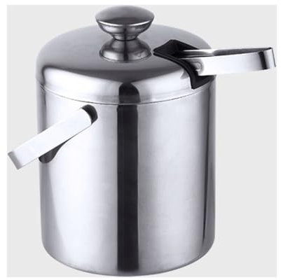 YWHWXB Double Wall Ice Bucket with Lid, Stainless Steel Champagne Bucket Insulated with Tongs and Strainer, Small Cooler for bars and House Parties (1300ml)
