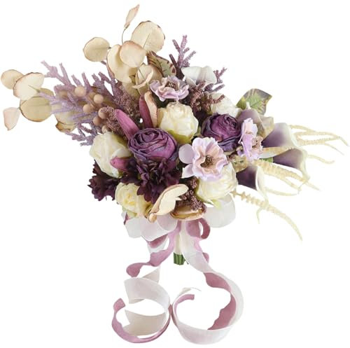 Yilingjc Brautsträuße im Vintage-Stil, Handblumen, Brautstrauß, Blumenstrauß, Brautjungfer, Hochzeitsdekoration, Blumensträuße
