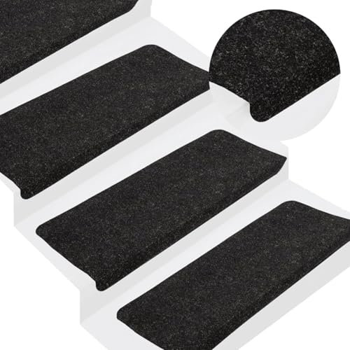 Iiaky Stufenmatten Selbstklebend 15 STK. 65x24,5x3,5 cm Anthrazit Rechteckig Stufenmatten Schmal Treppenteppich Selbstklebend
