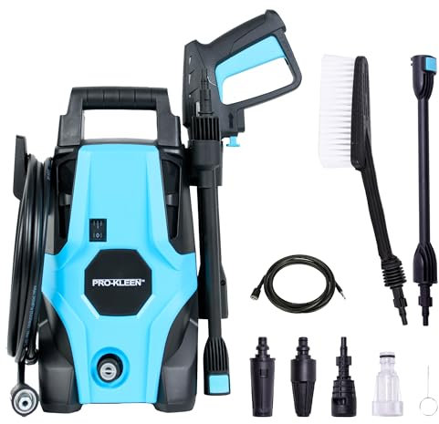 Pro-Kleen Pressure Jet Washer, Power Wash 1400W With Accessories, Electric High Performance Cleaner For Patio and Car, Portable For Cleaning Drives, Vehicles, Garden Furniture