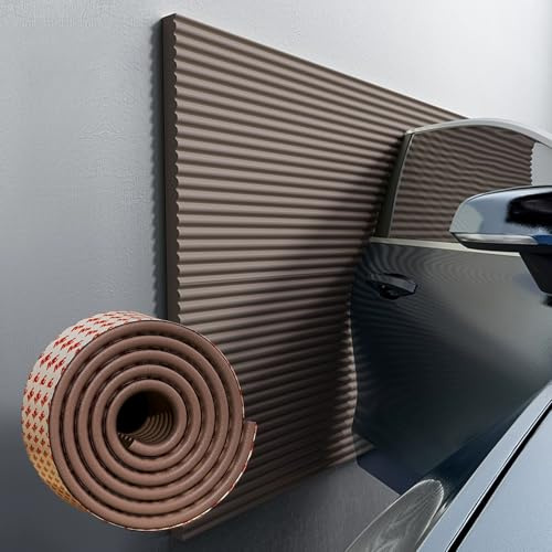 Protector Pared Garaje Autoadhesivos 1cm de Espesor, Protector Columnas Garaje, Goma Espuma Protector Puertas Coche, Protección Garaje Parking Parachoques contra Impactos(Marrón,200 cm x 20 cm)