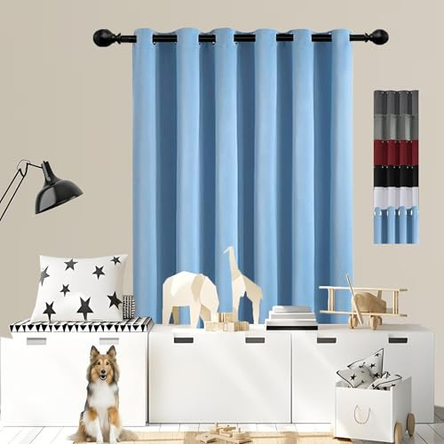 GOUSUN Tende Insonorizzate 105 x 180 cm Materiale Resistente Tende Isolanti Resistente Ai Raggi Ultravioletti Adatto per La Cucina, Blu Cielo