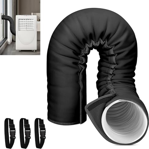 Portable AC Hose Insulation Sleeve, Portable Air Conditioners Insulated Hose Cover Wrap, Fit 5 & 5.9 Diameter Exhaust Hose, Easy Installation with 3*Adjustable Buckle Straps, Black