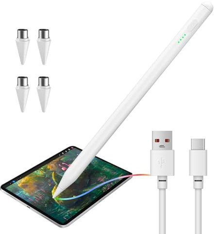 Stylus Pen per Touchscreen Android iOS, Stylus Pencil per Tablet e Smartphone, Penna Universale per Tablet Compatibile con Sam sung/i Phone, Sensibilità all'inclinazione,con 4 punte di ricambio