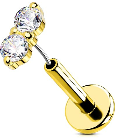 OUFER 18G Nasen Piercing Nas 316L-Chirurgenstahll Threadless Nose Ring Klar CZ Helix Earring für Frauen 6 mm Lip Stud Conch Piercing