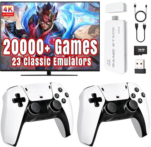 PZNETUE Console de Jeux Rétro, Console Retro Gaming 21.000+ Jeux Classiques, 2 Manettes Sans Fil, Plug & Play HDMI, Mini Arcade pour Famille et Adultes (Upgrade Pro+)