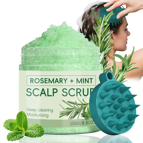 Scrub per cuoio capelluto con rosmarino e menta: scrub naturale scrub per cuoio capelluto, rosmarino menta, peeling per capelli con spazzola massaggiante per cuoio capelluto sano, shampoo vegano per