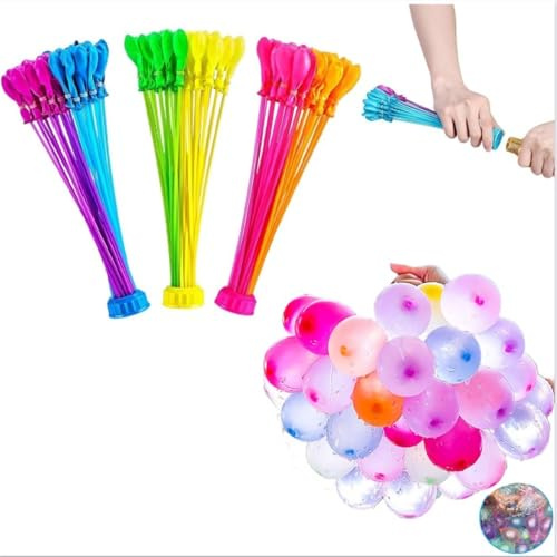 YZZT 611 Stück Wasserballons, selbstbindend, schnell befüllbar, bunte Wasserballons mit 3 Füllgummi-Adaptern für Kinder, Sommerparty, Wasserballonkampf-Zubehör