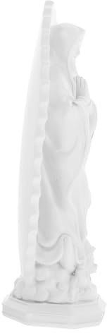 Zerodeko Estatua de María de Resina en Color Claro para Oficina y Repisa, Figura Religiosa Católica Decorativa y Ahorro de Espacio, Adorno Elegante para Escritorio