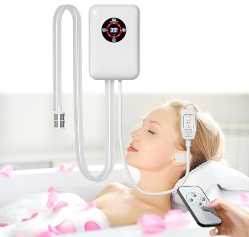 Portable Water Heater- 1200W Bathtub Bathtub Warmer，Intelligent Temperature Control,Water and Electricity Separation, Leakage Protection, and Dry-Boil Prevention，spas, and Saunas