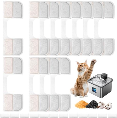 Teokantz 12x Katzenbrunnen Filter für FEELNEEDY FN-W17 3,2 L Katzenbrunnen | inkl. 12 Aktivkohlefilter Cat Fountain Filter & 12 Schwämme für Pumpe
