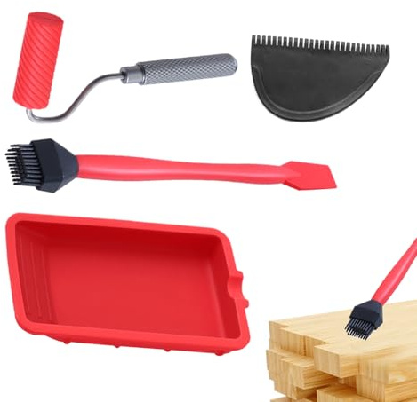 Holzleimroller, Handroller Mit Auftragswanne, Wiederwendbares Handwerkzeug Mit Pinsel Und Spachtel Für Effizienten Klebstoffauftrag