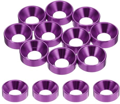 sourcing map 10 rondelle M10, 22 mm, in lega di alluminio anodizzato, guarnizioni testa per viti RC/FPV/PC/Drone, accessori parti, viola