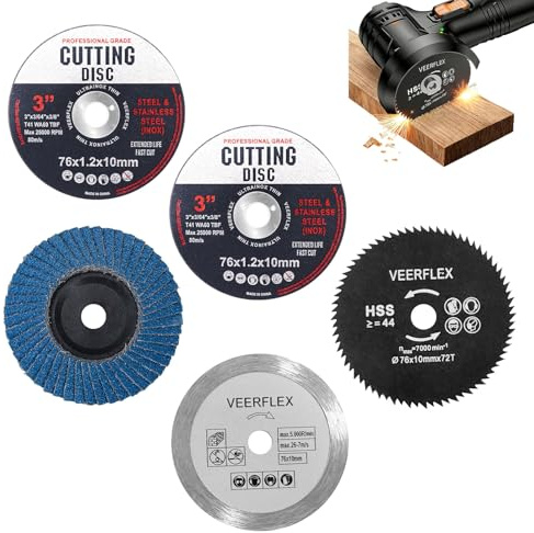 76mm Cutting Discs,5 PCS Angle Grinder Discs for 10mm Bore Grinder with 44 Teeth Circular Saws Blades,cutting Disc for Cutting Metal Stone Wood Plastic Grinding